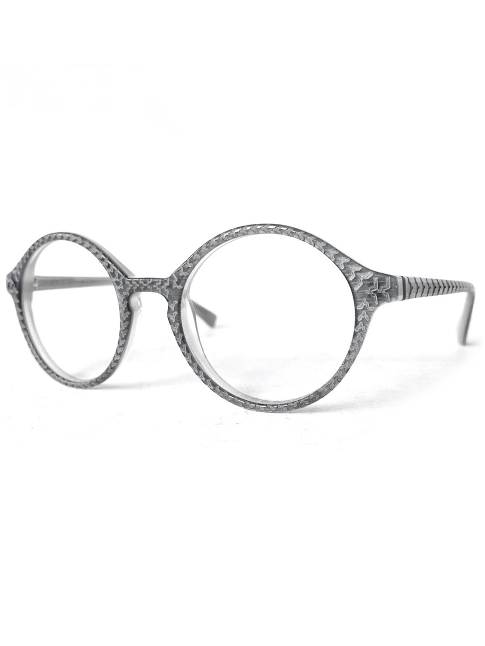Round Gray Eyeglass Frames Grey Salt & Pepper Hair Unisex Guy Glasses Eyewear